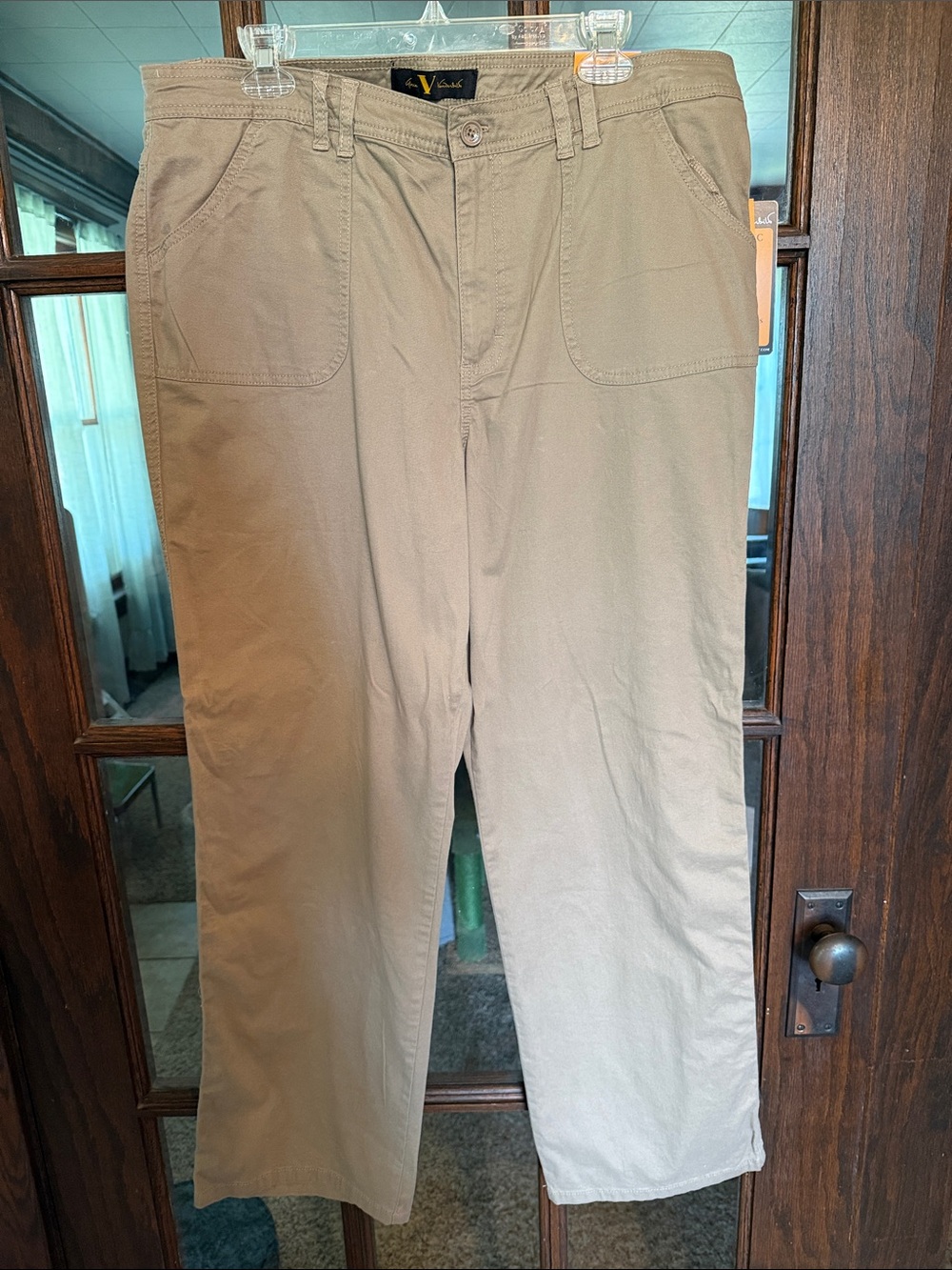 Gloria Vanderbilt Classic Fit Khaki Tan Stretch Straight Leg Pants Womens 18 NWT